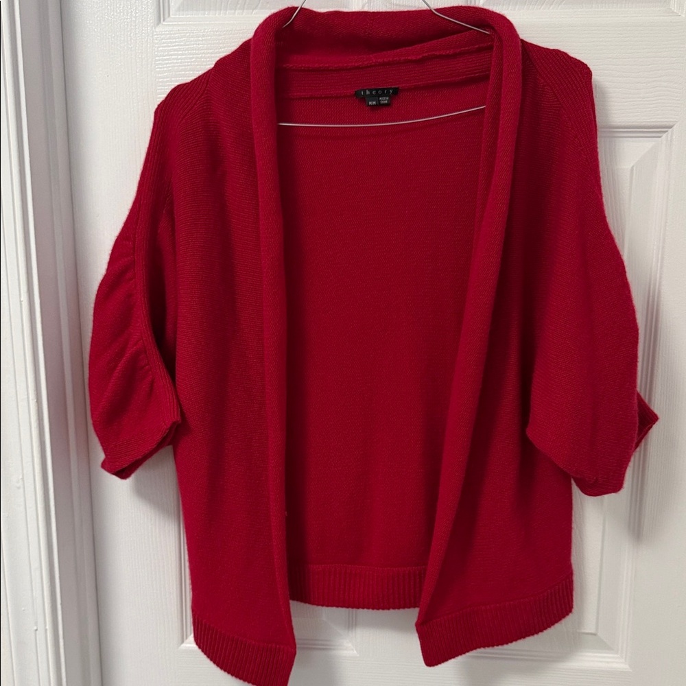 Theory Red Women's Open Cardigan - 3/4 Dolman Sleeve - 100% Cashmere - size Med